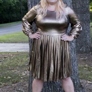 Eloquii gold pleated dress